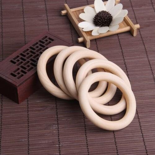 New Hot 5pcs 70mm Baby Natural Teething Rings Wooden Necklace Bracelet DIY Crafts