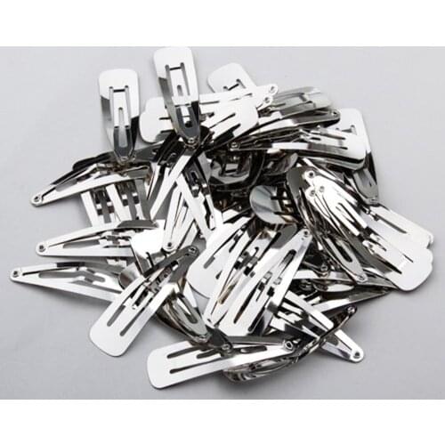 50pcs/lot Silver Tone Snap Hair Clips 30mm 40mm 50mm Craft Bow