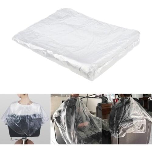 50 Pcs. Disposable Hairdressing Cape Waterproof Clear Hair Cutting Cape For