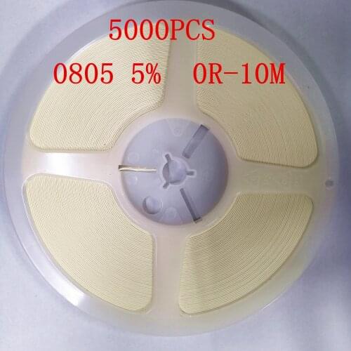 5000pcs 0805 SMD 1/4W 0 ohm ~ 10M ohm chip resistor 0 10R 100R 220R 330R 470R 1K 4.7K 10K 47K 100K 0 10 100 330 470 ohm