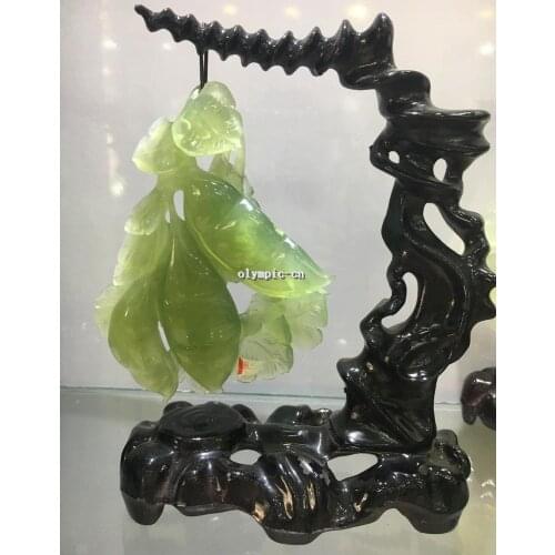 7'' Natural Serpentine stone jade carved lifelike peas pendant statue