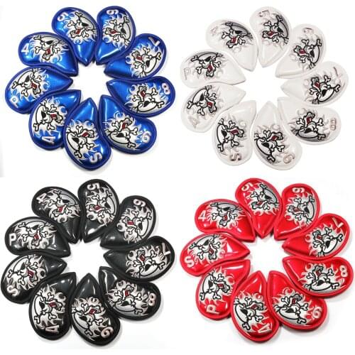 9 pcs / Set Unique Skull Premium Leather Golf Head Covers for SIM Max Womens Combo Irons (4-9,Pw ,Aw ,Sw )