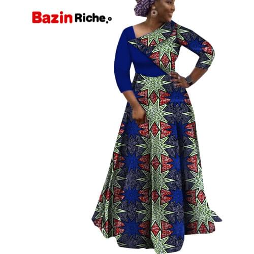 News African Dresses Plus Size Women Dress Traditiona Clothing Dashiki Ankara Printing High Waist Pleated Ladies Clothes WY768