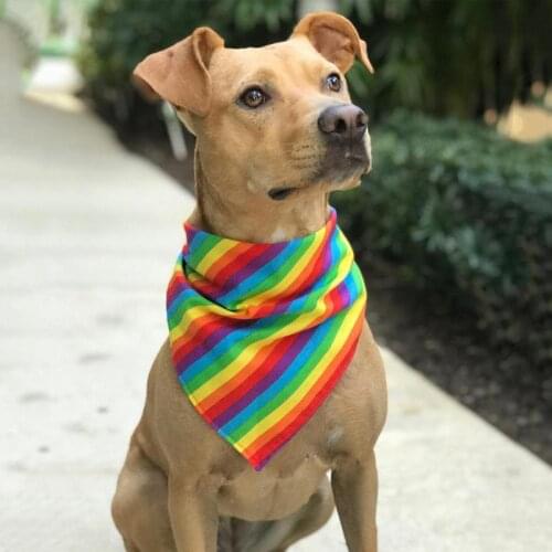 2021 New Rainbow Pet Dog Bandana Cat Puppy Kerchief Pet Grooming Accessories Pet Neckerchief Scarf Dog Saliva Towel