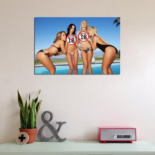 Bikini Girls Photo Canvas Painting Pop Art Posters and Prints Wall Picture for Living Room Decor