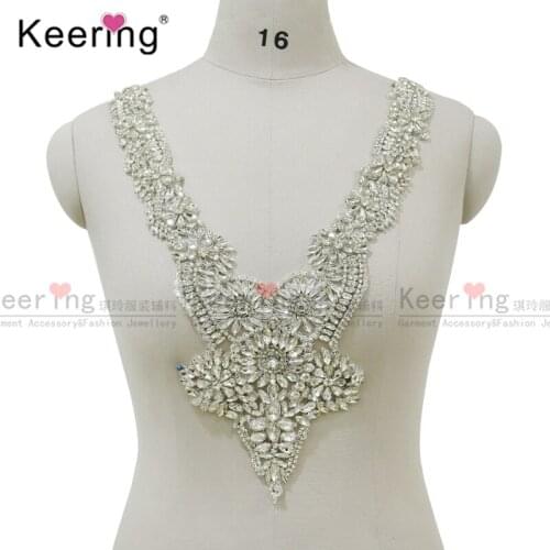 Blingbling Hand-Made Rhinestone Applique bodice for Dark V Necklace WDP-293