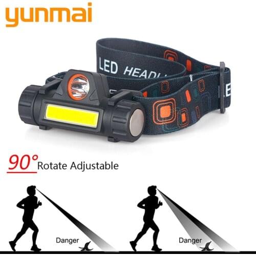 Sensor XP-G Q5 Headlamp Headlamp Headlight Waterproof 2500lm Cob Led Built-in USB Rechargeable 18650 Battery Working Light 5w