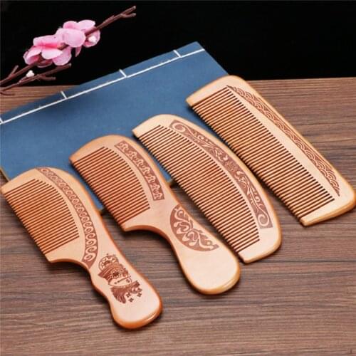 Natural Handcrafted Fine Tooth Peach Wooden Hair Styling Tool Beard Comb Hair