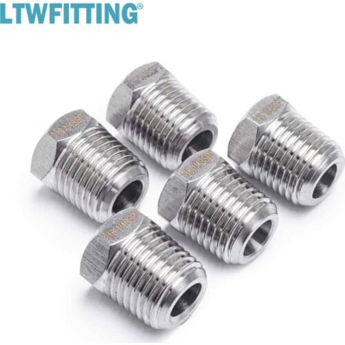 LTWFITTING Stainless Steel 316 Pipe Hex Head Plug Fittings 1/4-Inch Male BSPT Air Fuel Boat