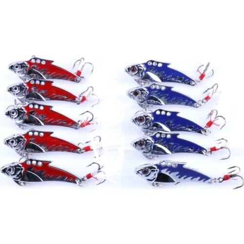 HENGJIA 10pcs 8.2g 5cm 3D Eyes Metal VIB Lure Pike fishing VIB Hard Bait Fresh Valley Water Fly Fishing Carp Fishing