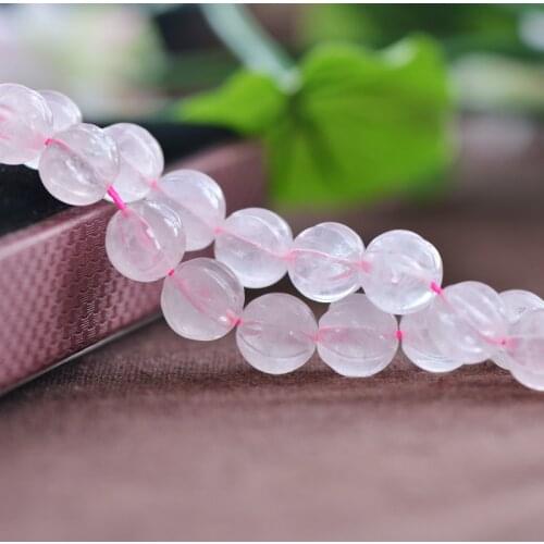 Joanlyn Grade A Madagascar Natural Rose Quartz Beads NOT Dyed 8mm-14mm Round Carved Pumpkin 15 Inch Strand RZ55
