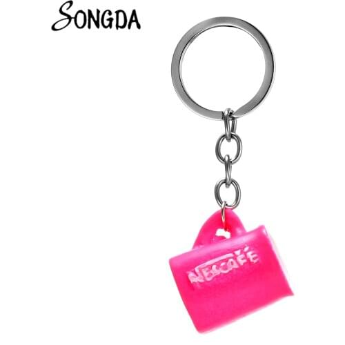 Kawaii Coffee Cup Shape Design Keychain Realistic Mug Style Charm Ladies Bag Acrylic Material Pendants or Car Key Jewelry Gifts