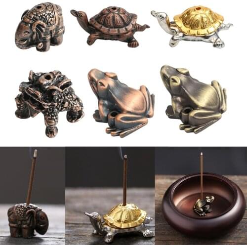 Chinese Symbol Fairy Elephant 3 Leg Frog Turtle Incense Burner Stick Holder Figurines Statue - Money Toad