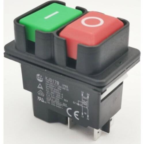 KJD17B 220V 4 Pins 2HP Waterproof Pushbutton Switches for Saw Drill Lathes