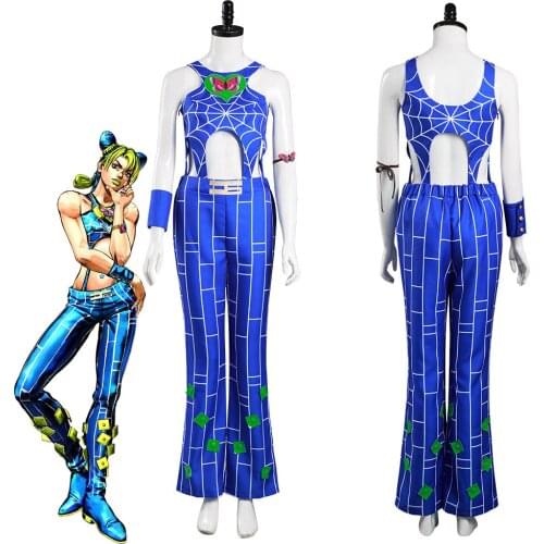 Anime JoJo Bizarre Adventure Cosplay Jolyne Cujoh Cosplay Costume Anime Jolyne Cujoh Sexy Tops Pants Accessories Suit