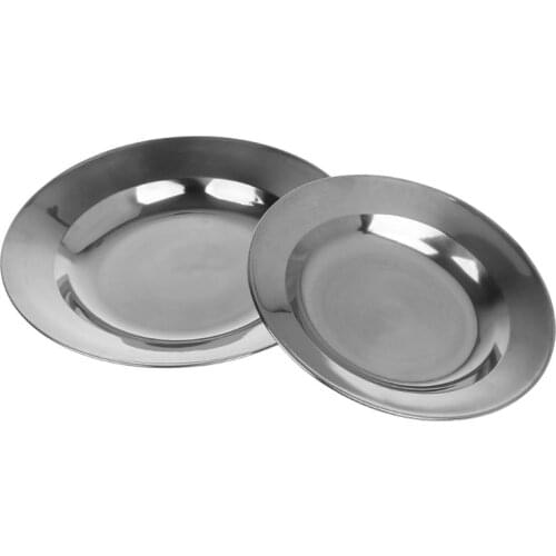 Stainless Steel Round Dinner Plate Dish Tray Food Container Outdoor Camping Picnic Tableware 16-24cm DropShipping