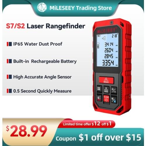 Mileseey S7/S2 50M Bluetooth Edition Laser Rangefinder Handheld Digital Laser Distance Meter Rangefinder Measurer
