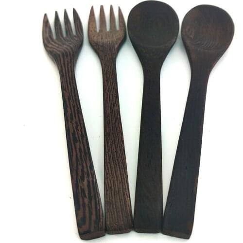 Natural Eco Friendly Flatware Set Wood Cutlery Set Flatware 100% Biodegradable Portable Spoon Fork