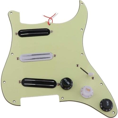 SSS 11 Hole Strat Electric Guitar Loaded Pickguard Prewired Scratch Plate with 3 Dual Rail Humbucker Pickup