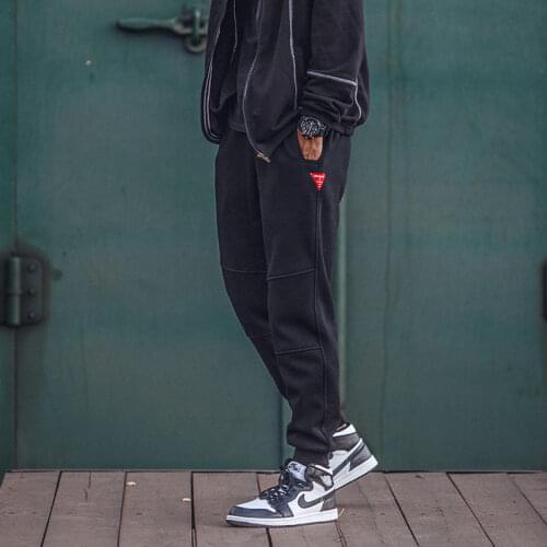 New sports pants mens trend Harlan loose knitted corset casual pants with plush on small feet