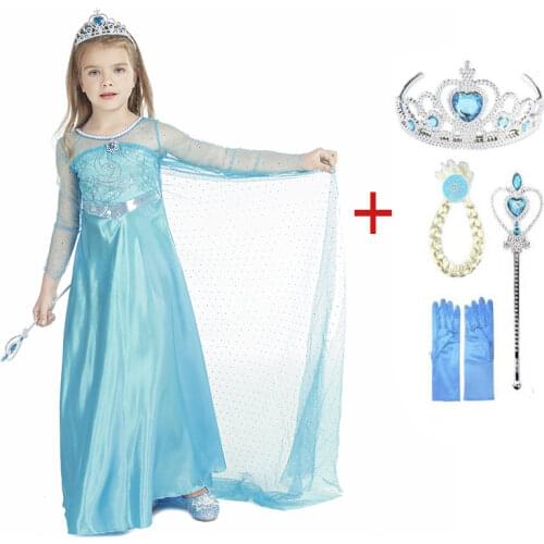 Elsa Dress Girls Halloween Costumes Elza Anna Cosplay Costume Kids Princess Dresses Fantasia Infantil Vestido Roupa For Children