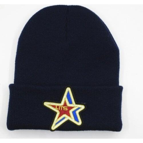 LDSLYJR Cotton Bar stars embroidery Thicken knitted hat winter warm hat Skullies cap beanie hat for men and women 34