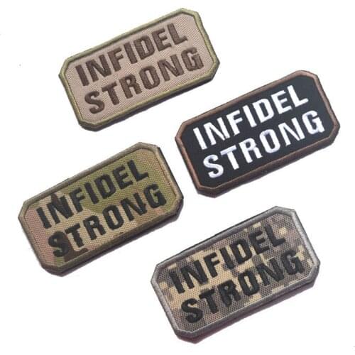 Infidel strong patch ACU US ARMY combat military patches HOOK back tactical Embroidered camo for backpack jacket