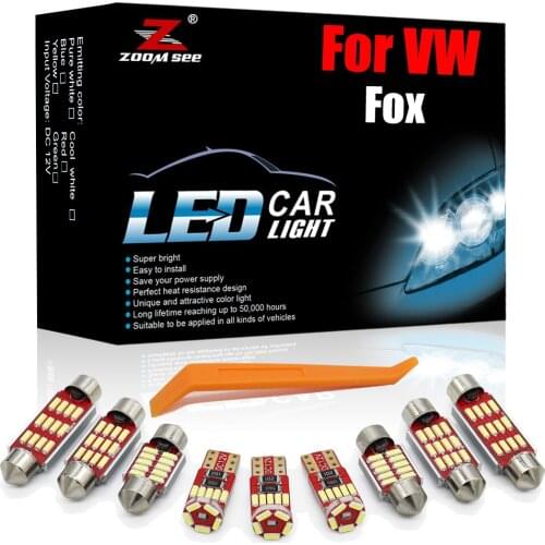 Luxury White Canbus LED Interior Kit 8pcs For Volkswagen VW Fox 2004-2014 No Error Car Auto License Plate Trunk Dome Map Light