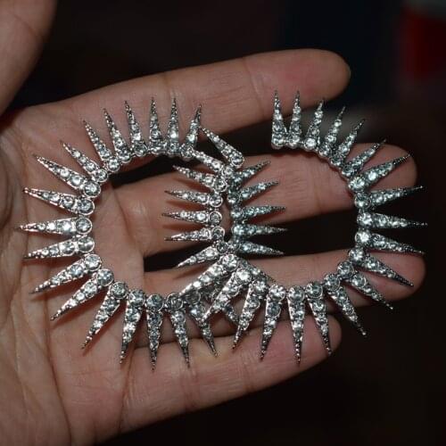 Personality Sunflower C Shape Stud Earrings Micro Paved CZ Stone Elegant Ear Stud For Women Wedding Party Cool Jewelry G5D501