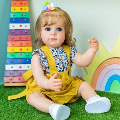 NPK 55CM Hand-detailed Paiting Rooted Hair Maggi FUll body Silicone Reborn Toddler Girl Princess waterproof Toy for Girls