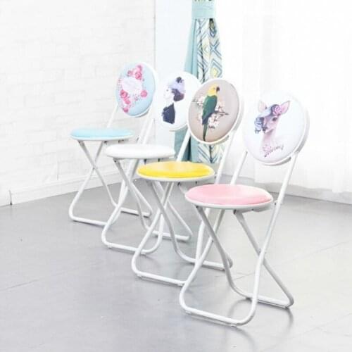 Foldable Portable Thickened Chair Household Wrought Iron Adult Dining Chair Simple Design Multiple Options Nordic Furniture