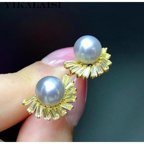 YIKALAISI 925 Sterling Silver Jewelry Pearl Earrings 2020 Fine Natural Pearl jewelry 7-8mm Earrings For Women wholesale