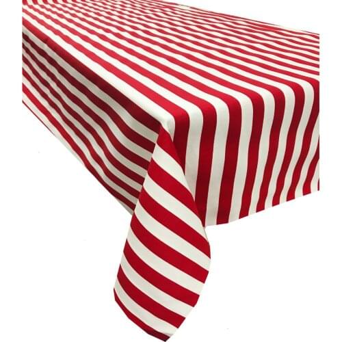 Zeren Home Red White Striped Pattern Carefree Table Cloth 170x500 cm