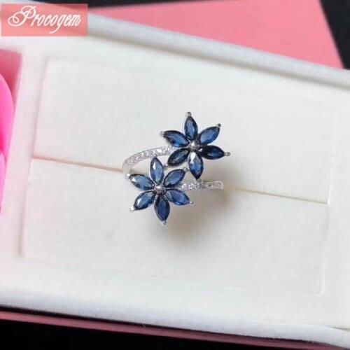 Precious Natural Sapphire Rings for Women Ladies 2.5x5mm Genuine gemstone fine Jewelry good quality 925 Sterling silver #226