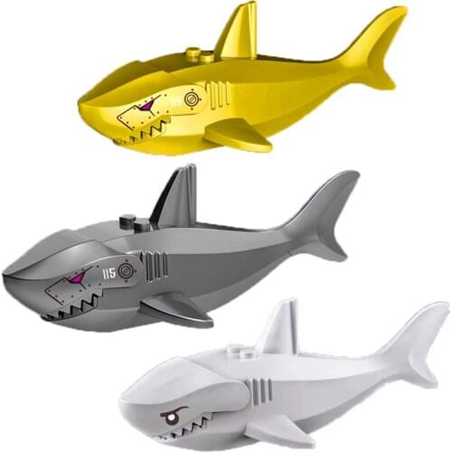 Animals Caribbean Ghost Shark Tiger Leopard Bear Elephant Dinosaurs Model Building Blocks Figure Toys Gift For Children