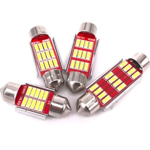 10PCS Festoon C5W 4014 12 SMD CANBUS NO Error 31mm 36mm 39mm 41mm Auto Light LED Car Interior Dome Reading Lamp 12V