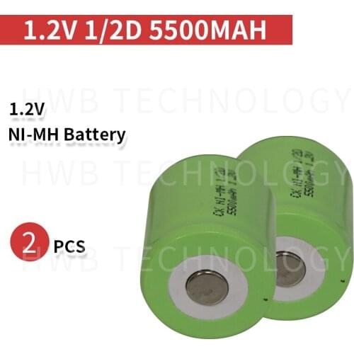 2 PCS/lot brand new Original New 1.2V 1/2D type 5000mAh High Capacity 1/2 D Ni-MhNi Mh Rechargeable Battery Free Shipping