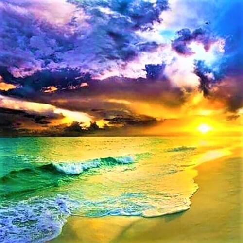 Diamond Painting Beach Scenery Diamond Embroidery Mosaic Full Square Rhinestones Home Decoration For Christmas Gift