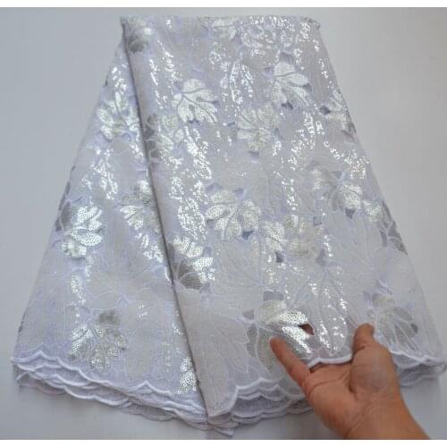 White Exclusive Veritable French Lace Fabric Korea Tulle African Organza Lace Fabric Soft Unique Shiny Nigerian Dress VC5-85