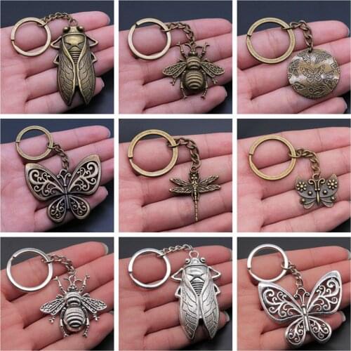 1 Piece Keychain Dragonfly Butterfly Bee key chain ring fashion hot sale keyring car key chain key chain women