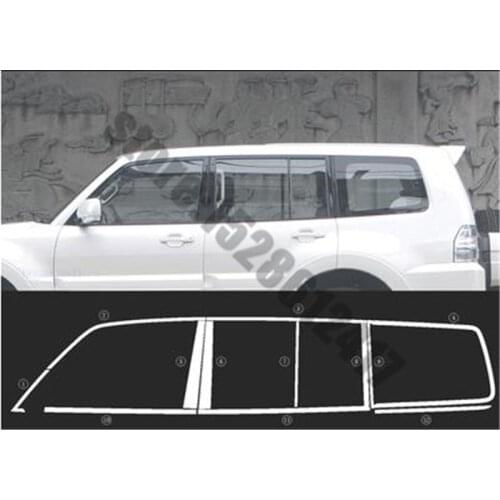 For Mitsubishi Pajero V73 V93 V97 2007-2019 Stainless Steel Door Window Trims window trim cover Car Styling