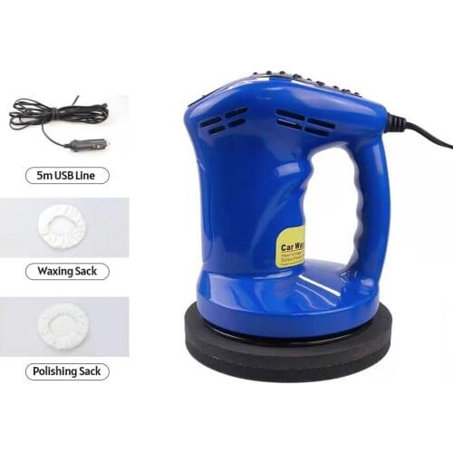 Electric Buffer Polisher with Automotive Wire 5 Inch 80W DC 12V 1500rpm Polishing Waxing for Car Blue