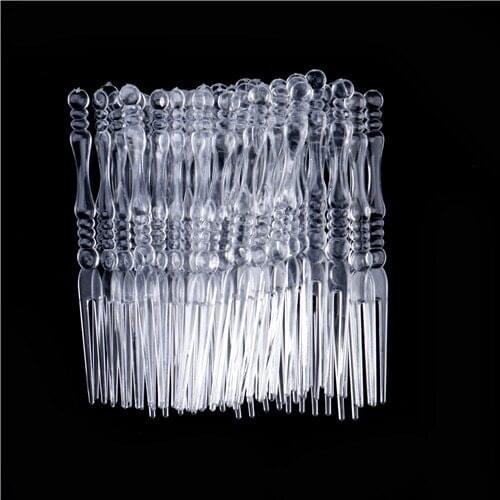 Hot Sell 50pcs 10.5cm BBQ Sticks Transparent Fruit Desserts Food Forks Mini Disposable Fork High quality and inexpensive