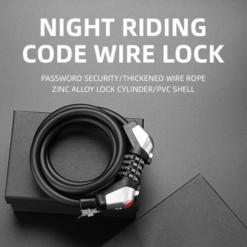 1.5M Classic Bicycle Cable Lock Resettable Flexible 4 Digit Combination Code Steel Wire Cable Lock Backpack Lock with Light