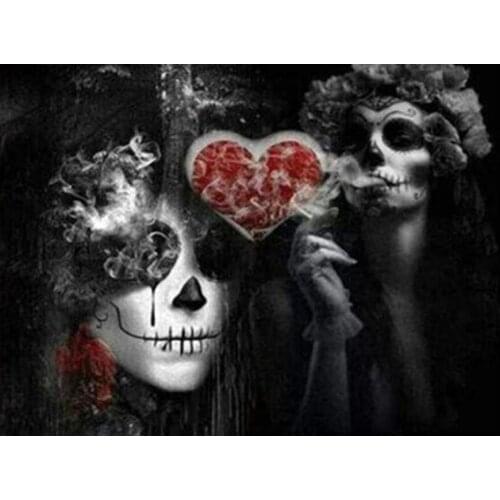 Paint with Diamond Painting Cross-stitch Halloween Skull Women Diamond Embroidery Full display Needlework Mosaic Crafts YG1413