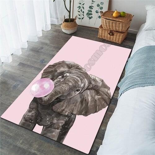 Elephant Area Rug 3D All Over Printed Non-slip Mat Dining Room Living Room Soft Bedroom Carpet