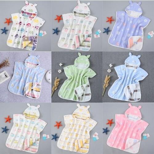 Gauze Hooded Beach Towel 6 Layers Cotton Baby Cape Towels Soft Poncho Kids Bathing Stuff for Babies Washcloth