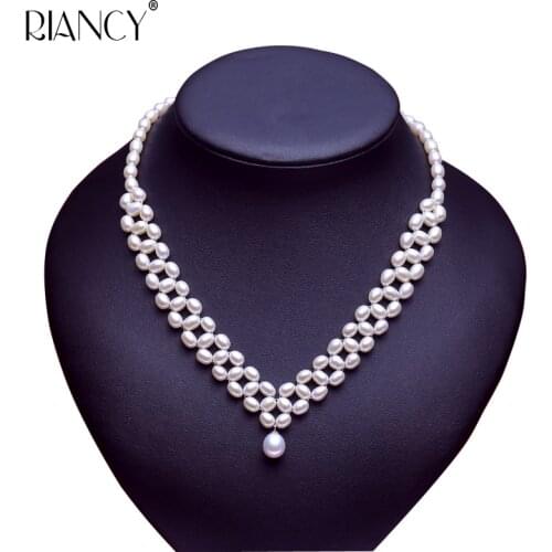 Fashion natural freshwater pearl pendant necklace 925 sterling silver pearl necklace for bride gift