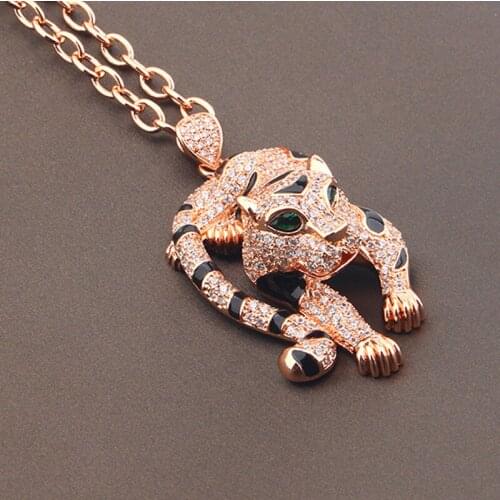 New Fashion Charm Bling Hip Hop Fashion Tiger Necklace Luxury Copper Zircon Pendant Jewelry Mens Womens Charm Sweater Chains