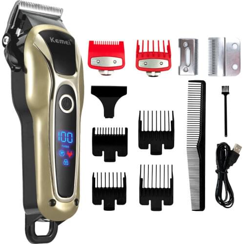 Professional Hair Clipper Kemei Hair Cutting Machine Trimmer for Men Cordless Trimmer LCD Display Barber Clipper Styling Tools 5